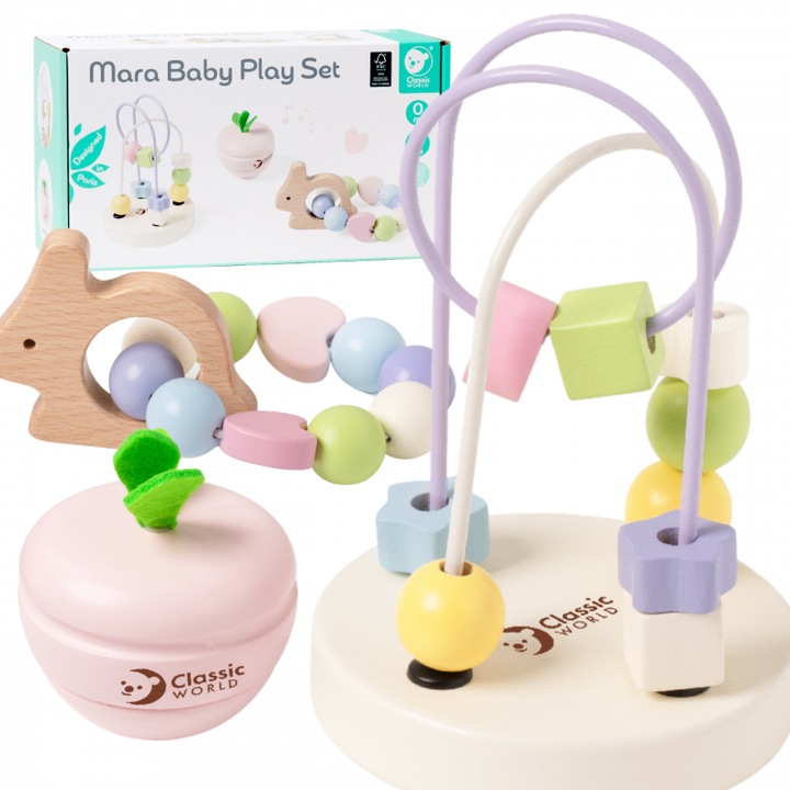 Дървен образователен комплект за бебета, звукова играчка, лабиринт от мъниста, многоцветен