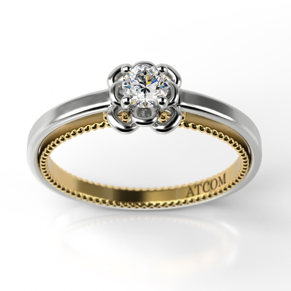 Inel de logodna Rieu aur galben cu alb