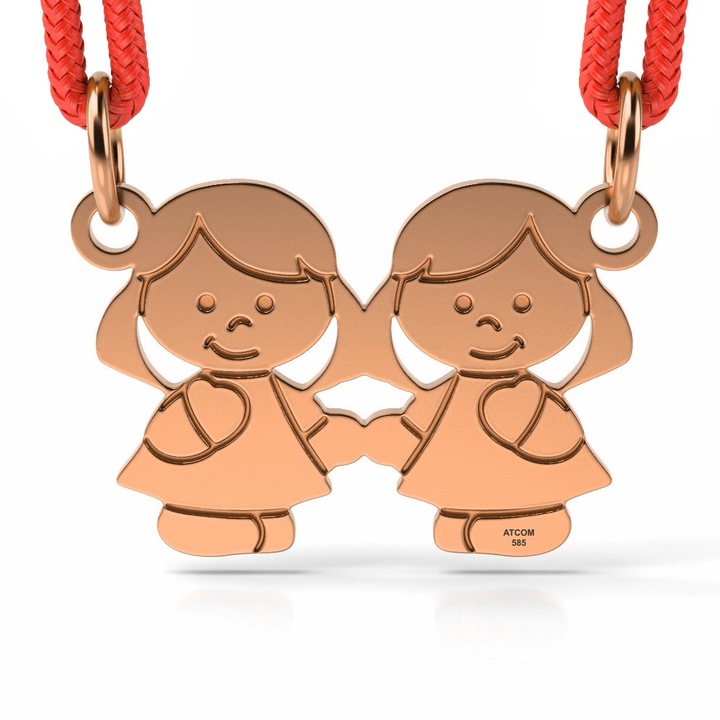 Rózsarany medál zsinórral modell Sisters girls