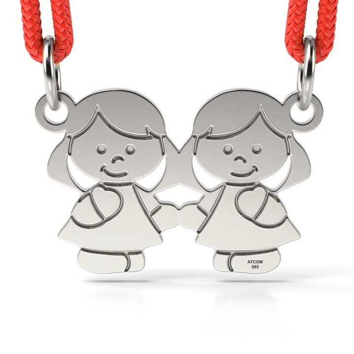 Медальон от бяло злато с шнур модел Sisters girls