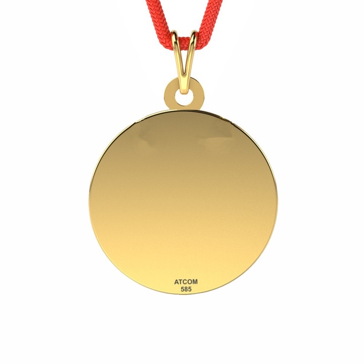 Sárga arany medál egyszerű filléres mintás zsinórral