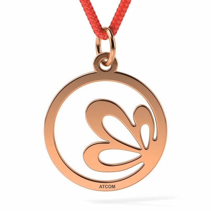 Pandantiv din aur roz cu snur model Floare de lotus