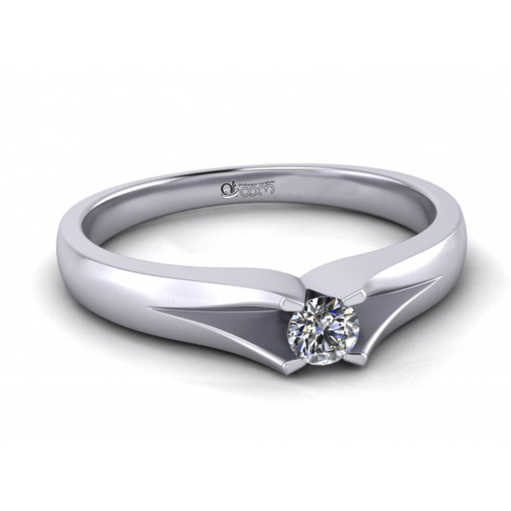 Inel de logodna cu diamant Eduard aur alb,58