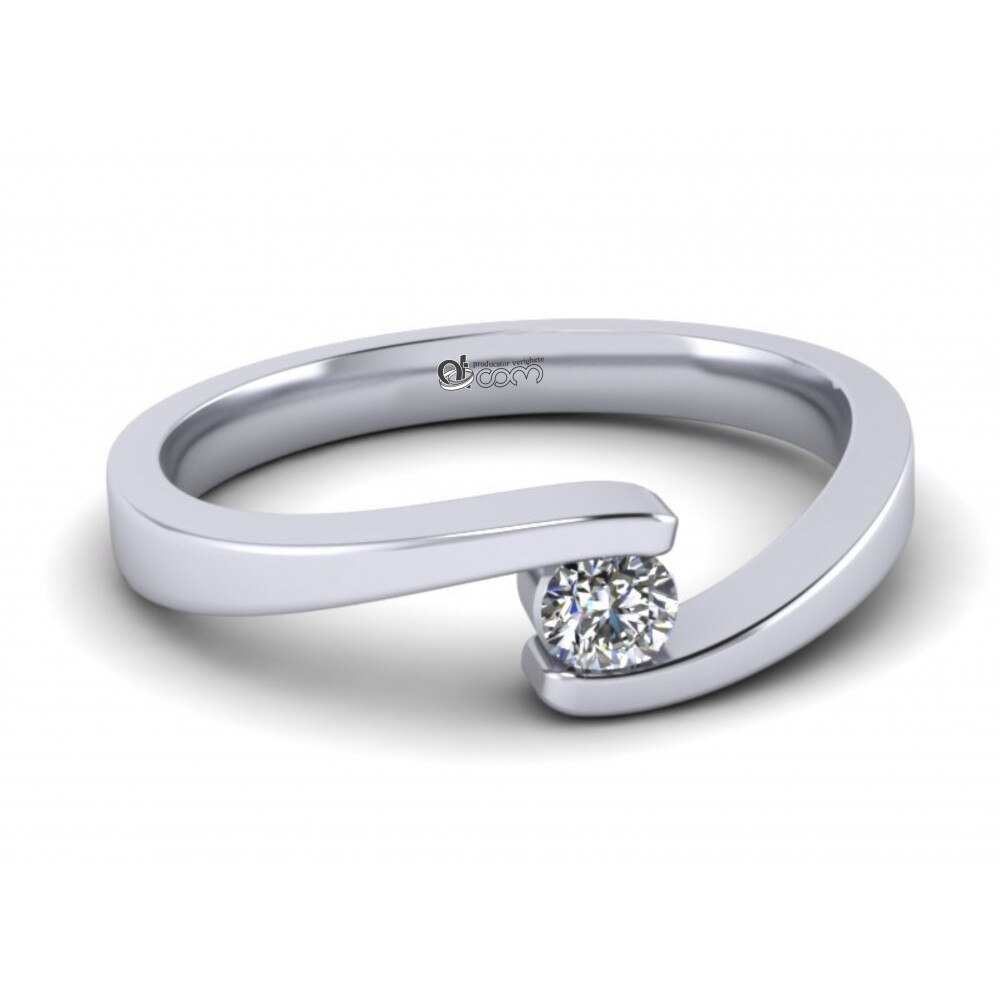 Inel de logodna cu diamant Clement aur alb, 58