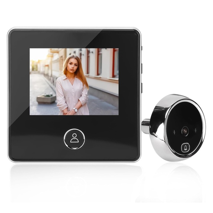 Vizor Electronic, Fudisenn®, cu Sonerie, Monitor TFT 3.3 inch, 3 megapixeli, Unghi De Vizualizare De 120°, Infrarosu, cu Cablu de Incarcare, Ideal Pentru Varstnici Si Copii Usor De Instalat, Negru