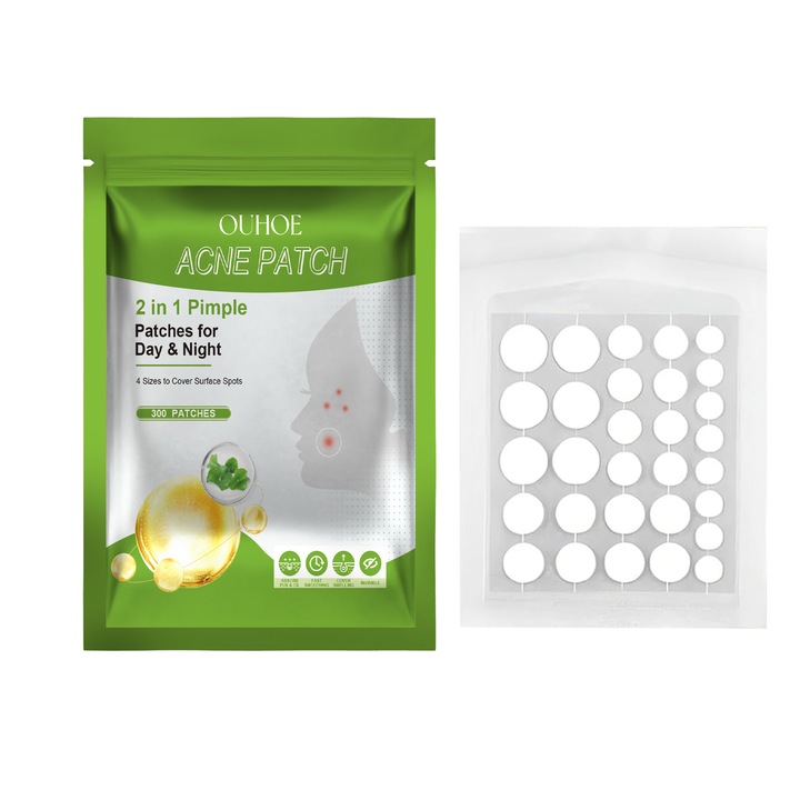 Plasture anti-acnee transparent, tea tree oil, extract de Centella asiatica, set 30 bucati