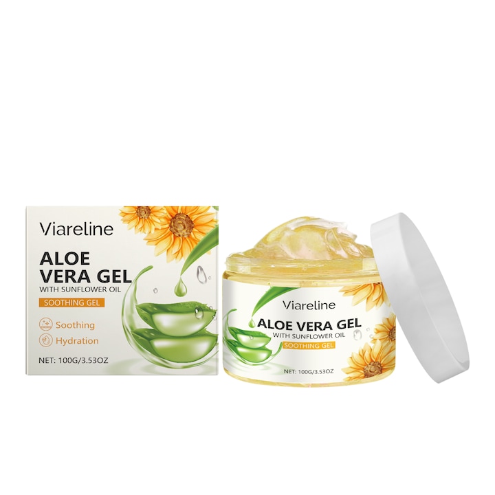 Хидратиращ гел за лице, слънчогледово масло и екстракт от алое вера, Viareline, 100 г