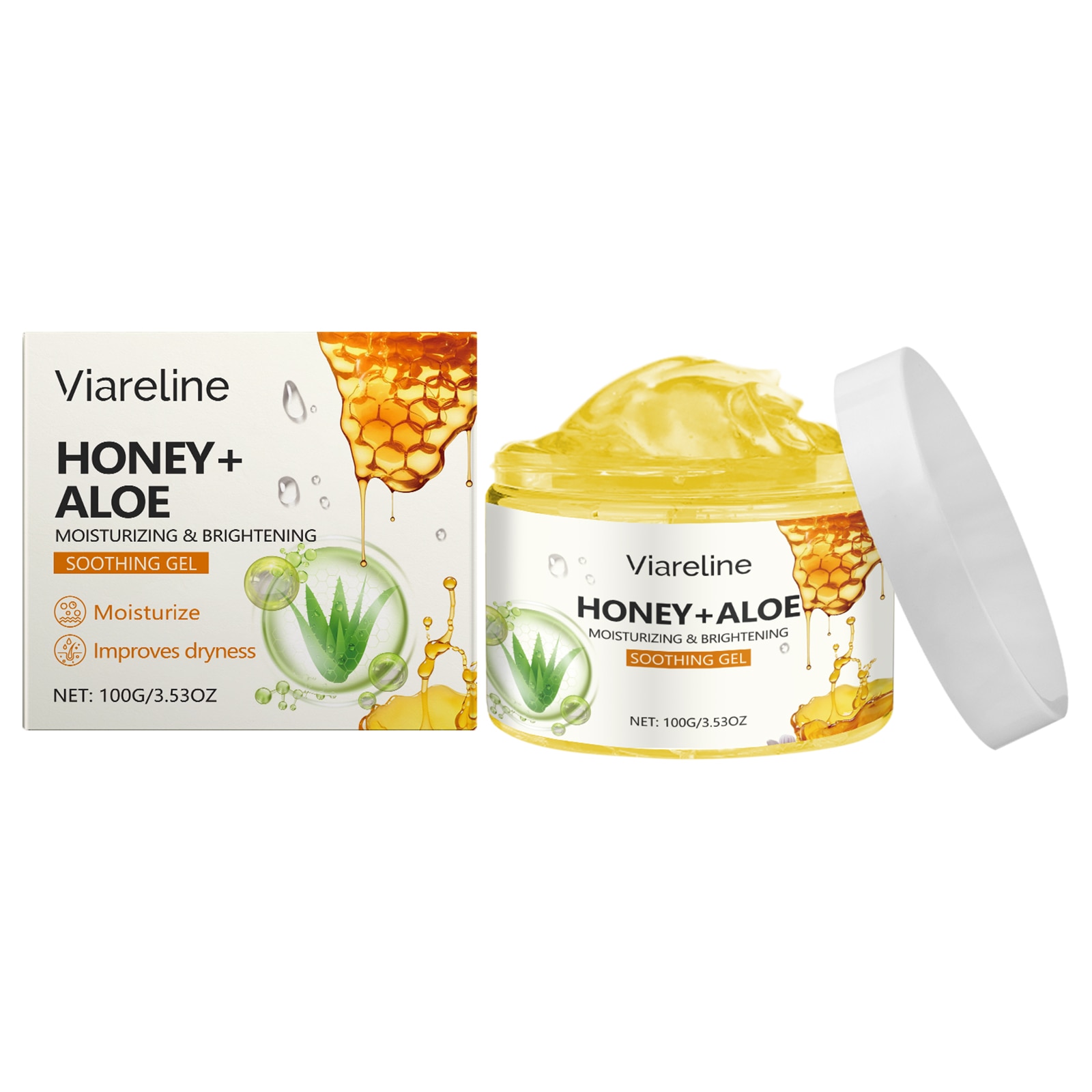 Gel hidratant cu miere de aloe vera, Viareline, textura usoara, 50ml -  eMAG.ro