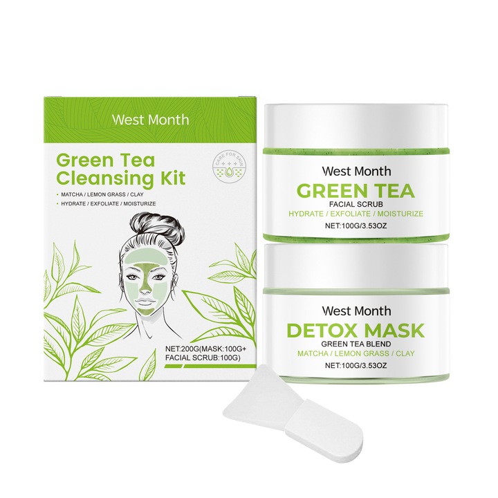 Tisztító szett zöld teával, mandulaolajjal és citromfű kivonattal, 150ml