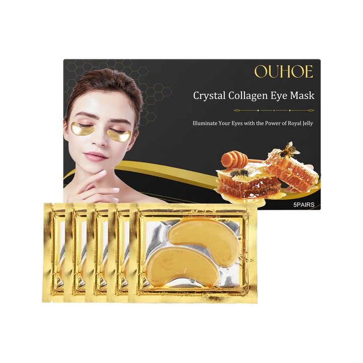 Masca de ochi cu colagen cristalin, hidratare, 10-20 minute, set, OUHOE