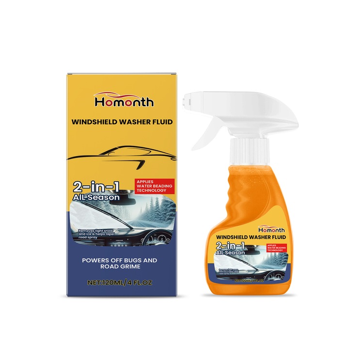 Solutie de curatare a parbrizului Homonth, solutie de curatare a parbrizului auto, decontaminare a geamurilor, solutie de curatare rezistenta la ploaie, 2 buc
