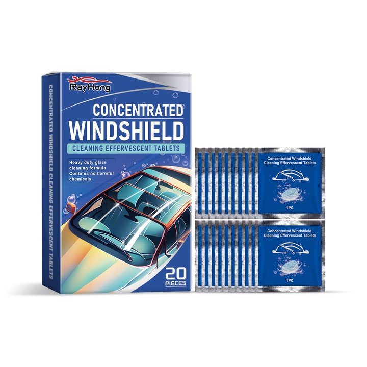 Tablete de curatare parbriz auto, Rayhong, eficient impotriva petelor, rezistent la apa, 1 bucata