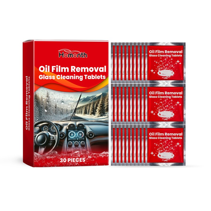 Pezsgő tabletta autó szélvédőhöz, Homonth, eső-, víz- és ködálló, autók tisztítására, 2 db