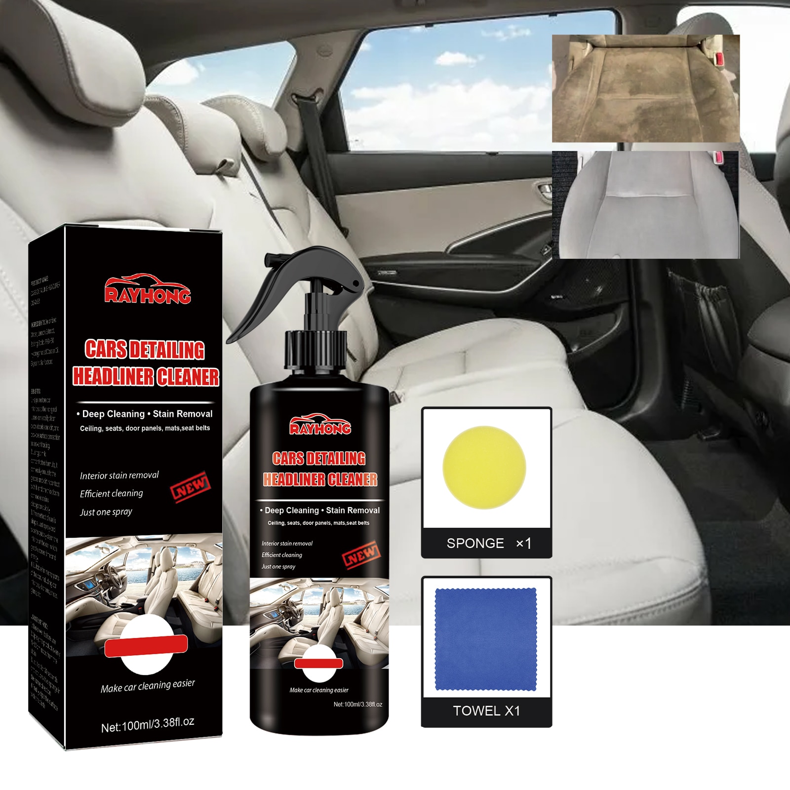 Solutie Intretinere interioara auto, Rayhong, Decontaminare