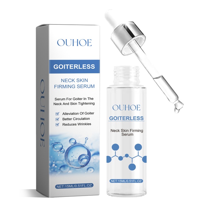 Стягащ серум за шия, 3 броя, ефект на замъгляване на линията на деколтето и двойната брадичка, OUHOE