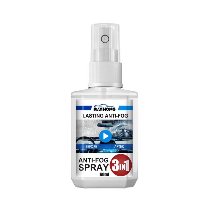 Set 2 spray uri anti-aburire Rayhong 3 in 1, agent anti-aburire pentru parbrizul fata si spate al masinii, rezistent la ploaie, cu dubla utilizare