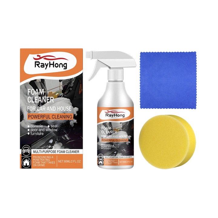 Set 3 Detergenti Spuma Auto Multifunctionali pentru Interior, Curatare Tapiterie, Plastic, Centuri, 500ml