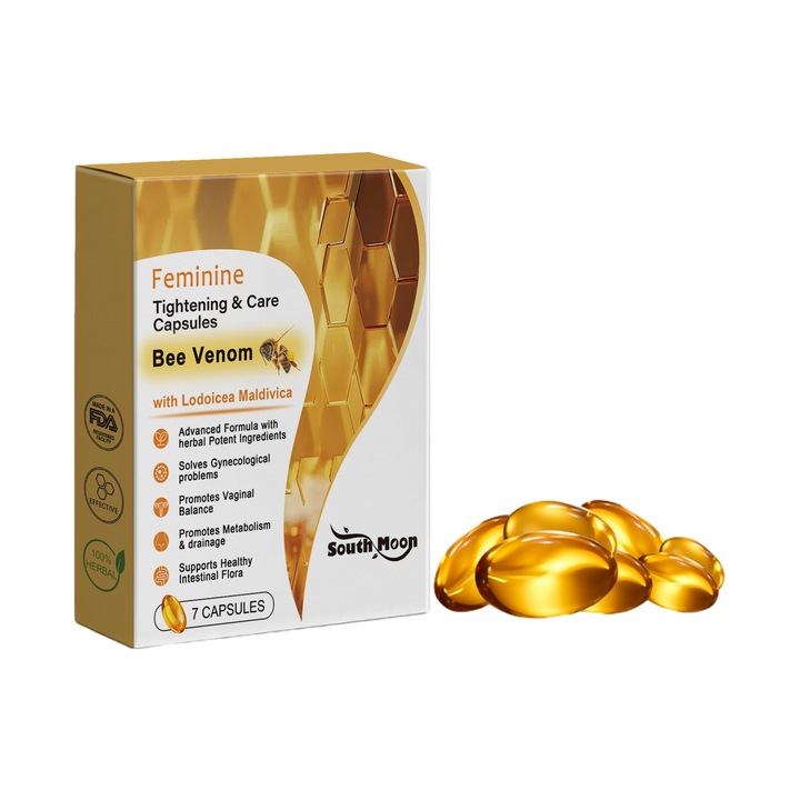 Capsule pentru ingrijirea corpului femeilor, South moon, continut cu glicerina, venin de albine, extract de radacina de ghimbir