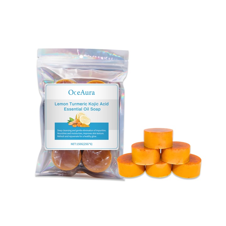 Sapun OceAura cu ulei esential de lamaie si turmeric, 2 buc, 150g