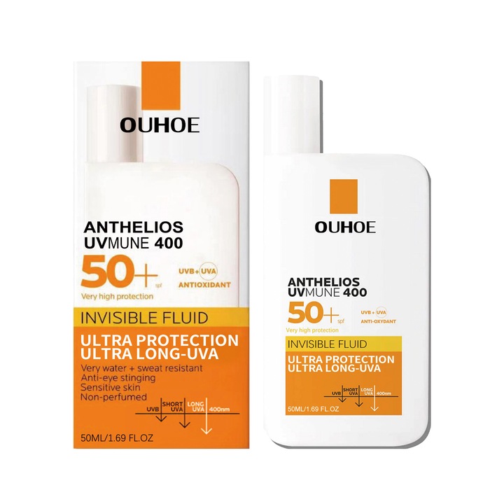 OUHOE Crema de protectie lichida, crema de protectie pentru pielea fetei hidratanta si reparatoare cu protectie UV pentru vara, 2 buc