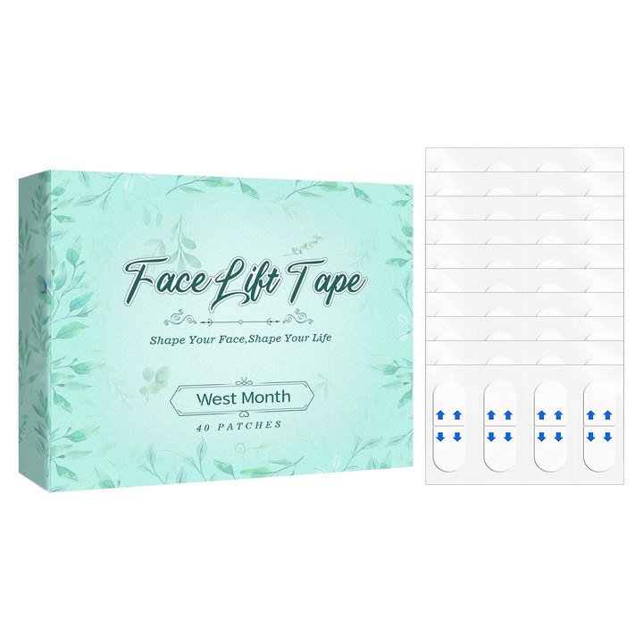 Banda lifting invizibila pentru fata, 2 bucati, efect de intinerire, West&Month, contur atractiv, transparent