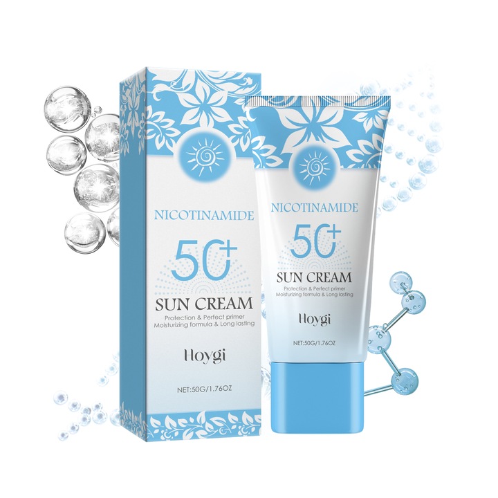 Crema de protectie solara, SPF 50, Hoygi, cu niacinamida si acid hialuronic, 200ml