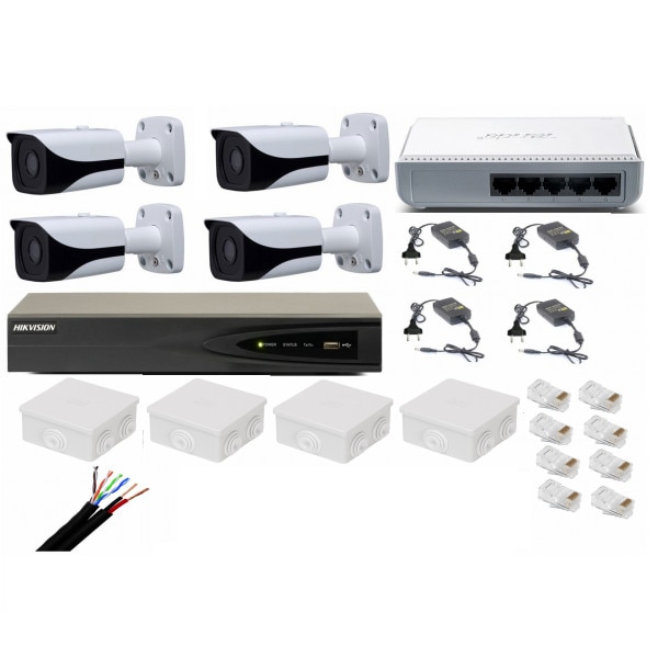 Sistem Supraveghere Video Profesional 4 Camere Ip Rovision 5mp Cu Ir 80m Cu Nvr 4 Canale Full Accesorii Emag Ro