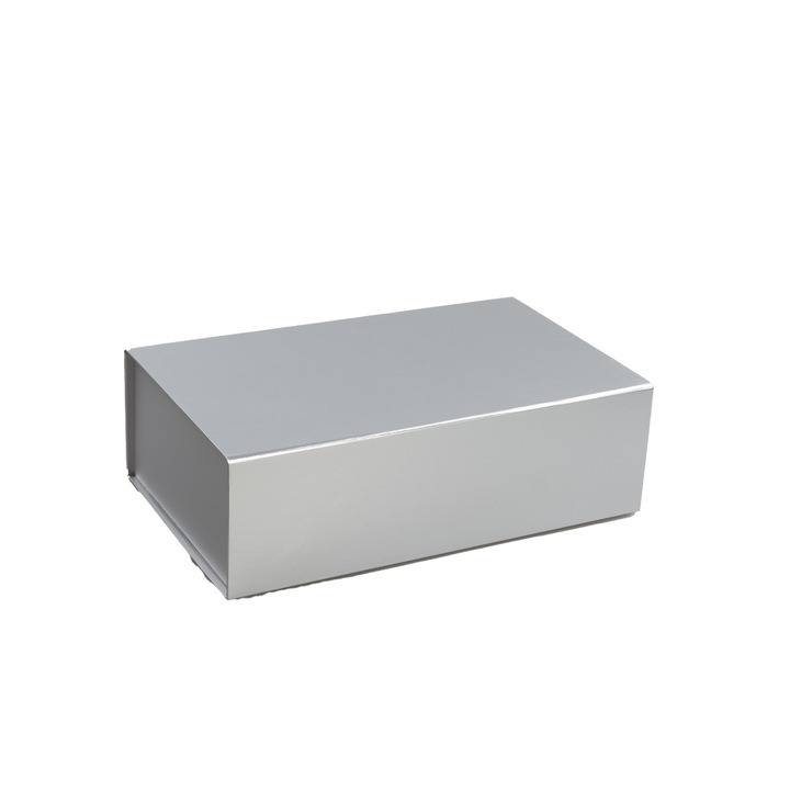 Cutie colorata, Office1, cu inchidere magnetica, pliabila, 35 x 20,5 x 11,3 cm, argintiu