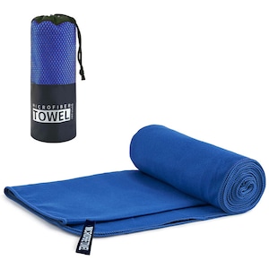 Prosop fitness, din microfibra, super-absorbant, pentru sala, calatorii si plaja, culoare albastru regal, 40x80cm