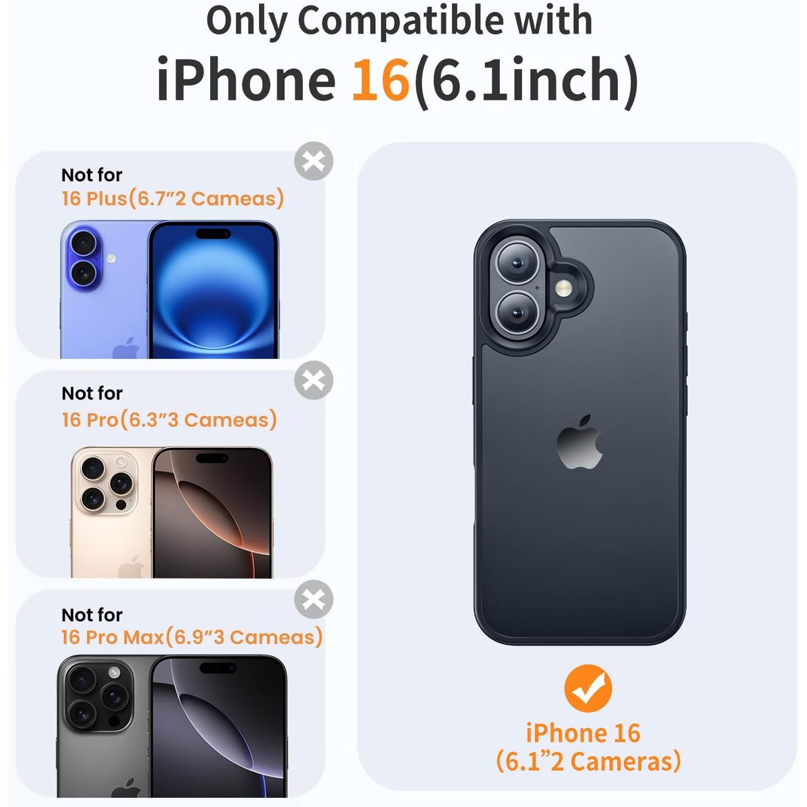 Husa telefon compatibila iPhone 16, Hggzeg, Husa protectie, Rezistent la cadere, Design ultra slim, Antizgarieturi si rezistent la socuri, Moale, Protectie Camera, Decupaje Precise, Design mata, PC/TPU, Negru