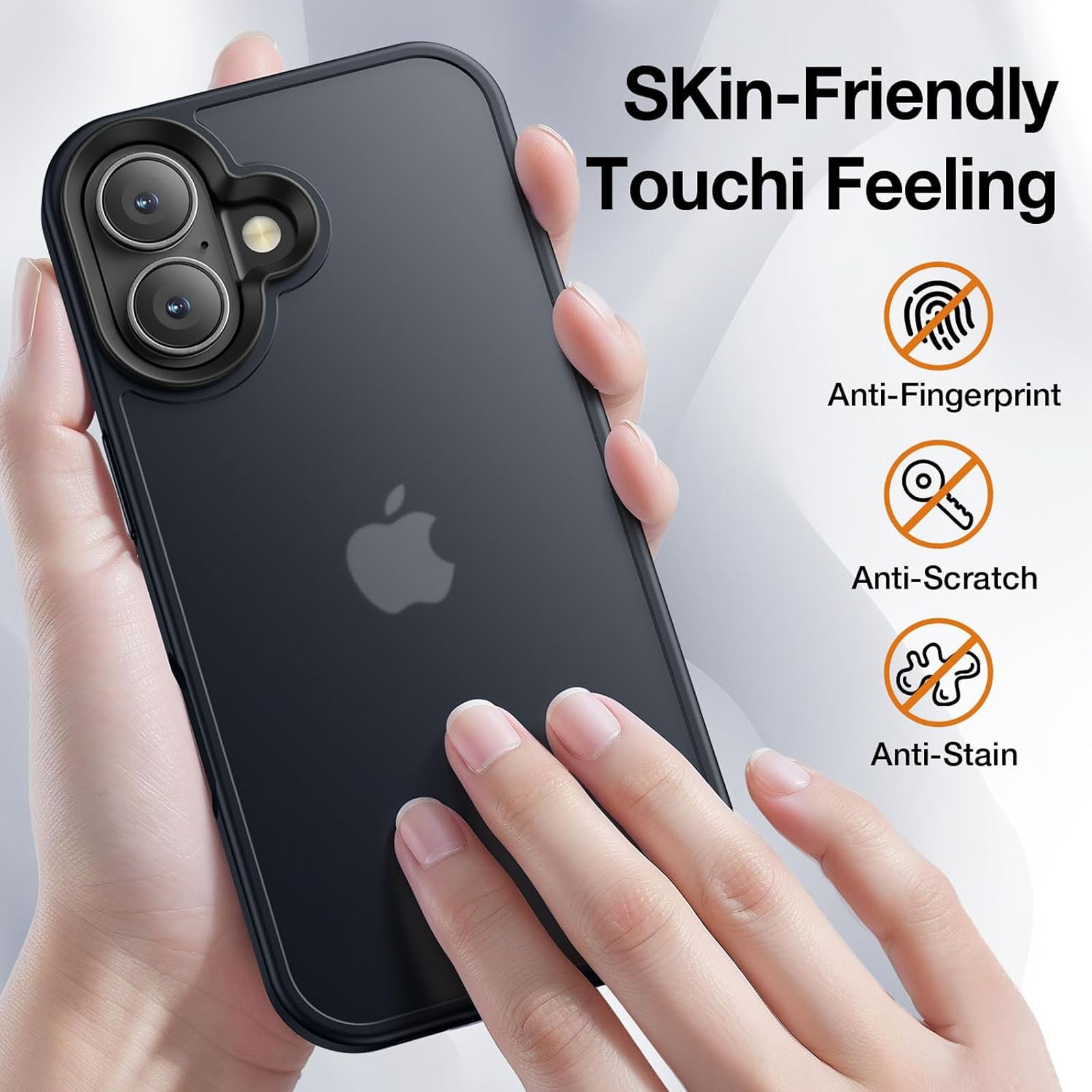 Husa telefon compatibila iPhone 16, Hggzeg, Husa protectie, Rezistent la cadere, Design ultra slim, Antizgarieturi si rezistent la socuri, Moale, Protectie Camera, Decupaje Precise, Design mata, PC/TPU, Negru