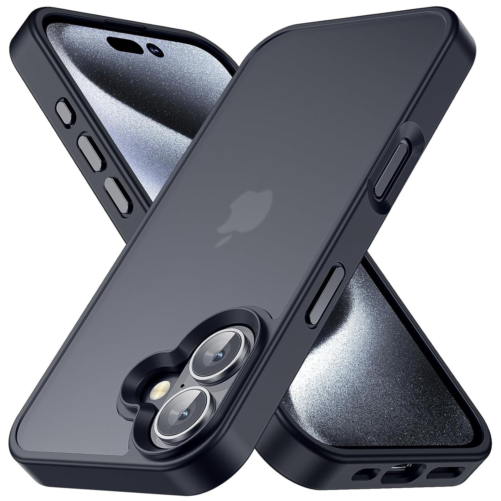 Husa telefon compatibila iPhone 16, Hggzeg, Husa protectie, Rezistent la cadere, Design ultra slim, Antizgarieturi si rezistent la socuri, Moale, Protectie Camera, Decupaje Precise, Design mata, PC/TPU, Negru