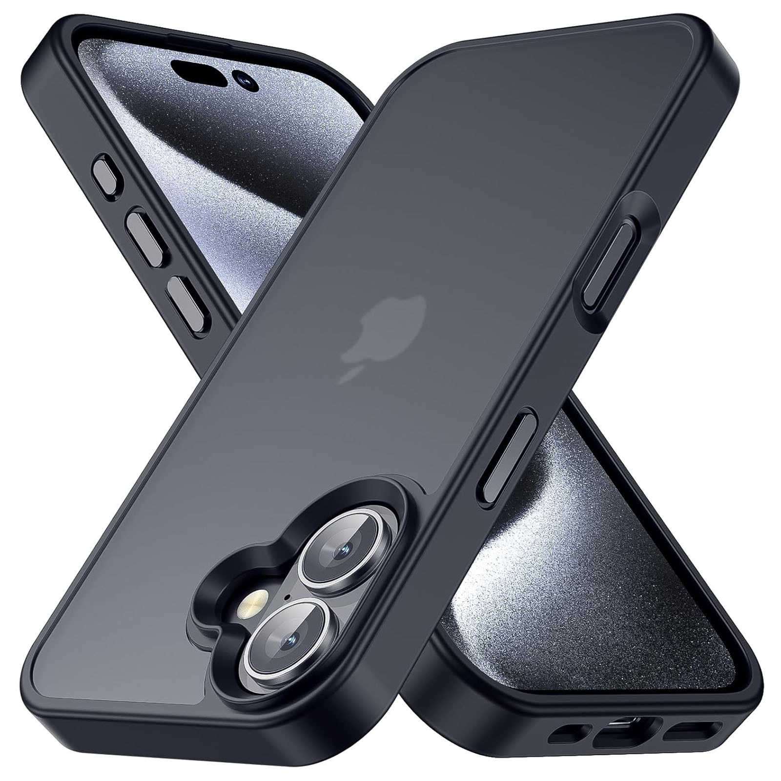 Husa telefon compatibila iPhone 16 plus, Hggzeg, Husa protectie, Rezistent la cadere, Design ultra slim, Antizgarieturi si rezistent la socuri, Moale, Protectie Camera, Decupaje Precise, Design mata, PC/TPU, Negru