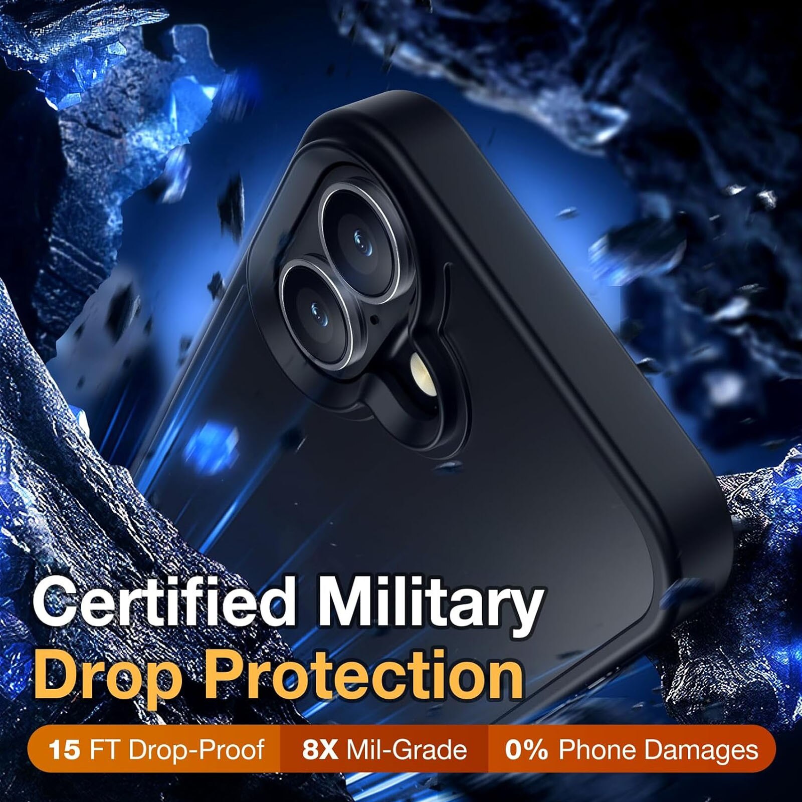 Husa telefon compatibila iPhone 16 plus, Hggzeg, Husa protectie, Rezistent la cadere, Design ultra slim, Antizgarieturi si rezistent la socuri, Moale, Protectie Camera, Decupaje Precise, Design mata, PC/TPU, Negru