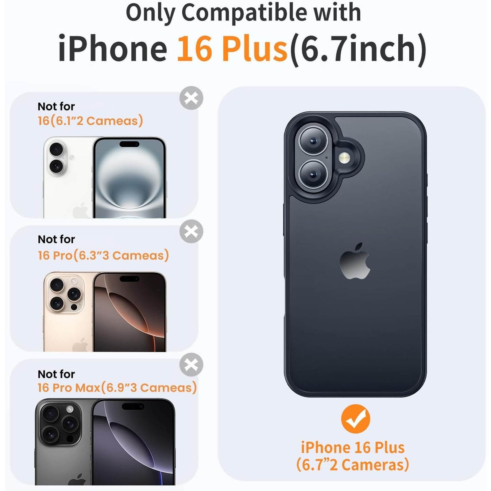 Husa telefon compatibila iPhone 16 plus, Hggzeg, Husa protectie, Rezistent la cadere, Design ultra slim, Antizgarieturi si rezistent la socuri, Moale, Protectie Camera, Decupaje Precise, Design mata, PC/TPU, Negru