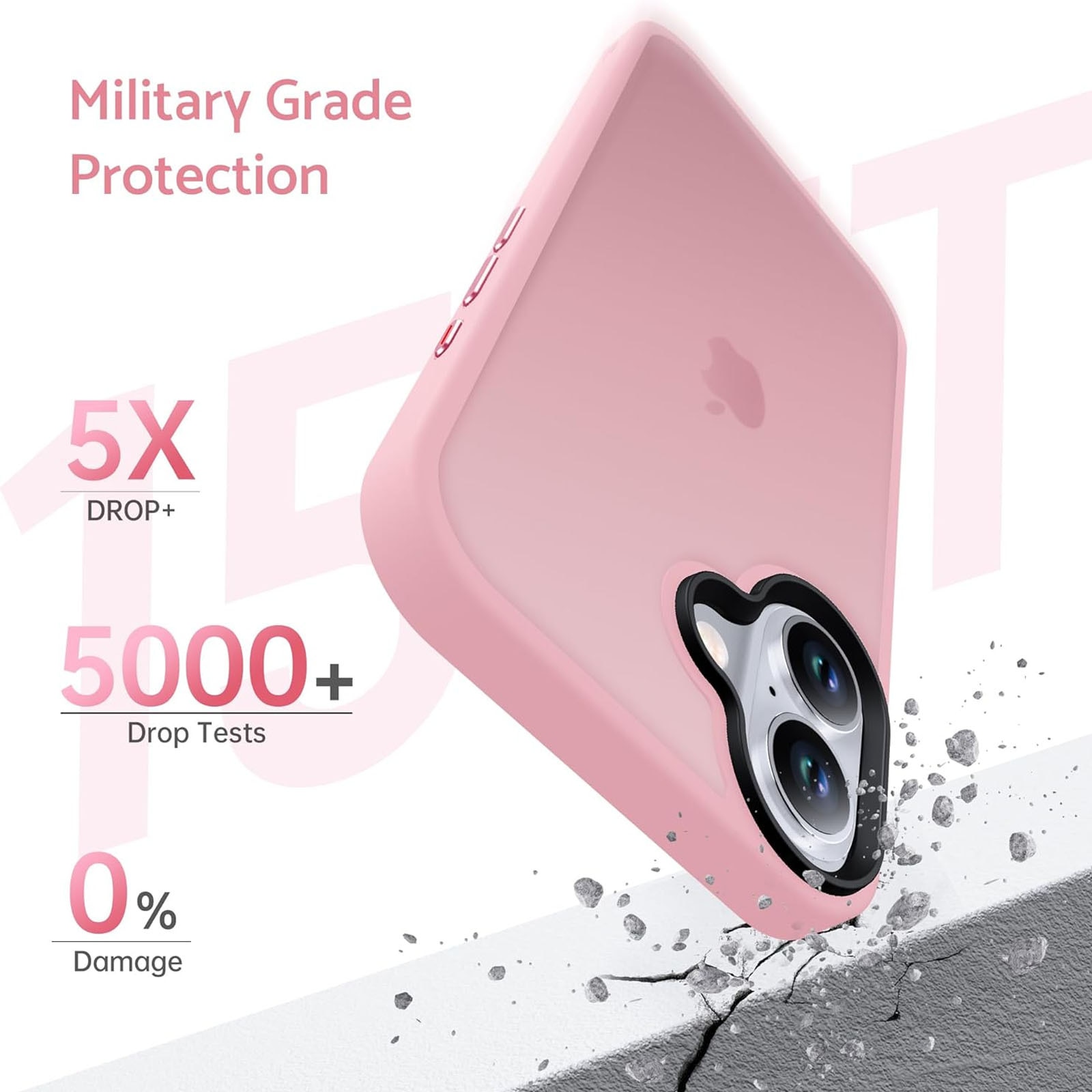 Husa telefon compatibila iPhone 16 plus, Hggzeg, Husa protectie, Rezistent la cadere, Design ultra slim, Antizgarieturi si rezistent la socuri, Moale, Protectie Camera, Decupaje Precise, Design mata, PC/TPU, Roz