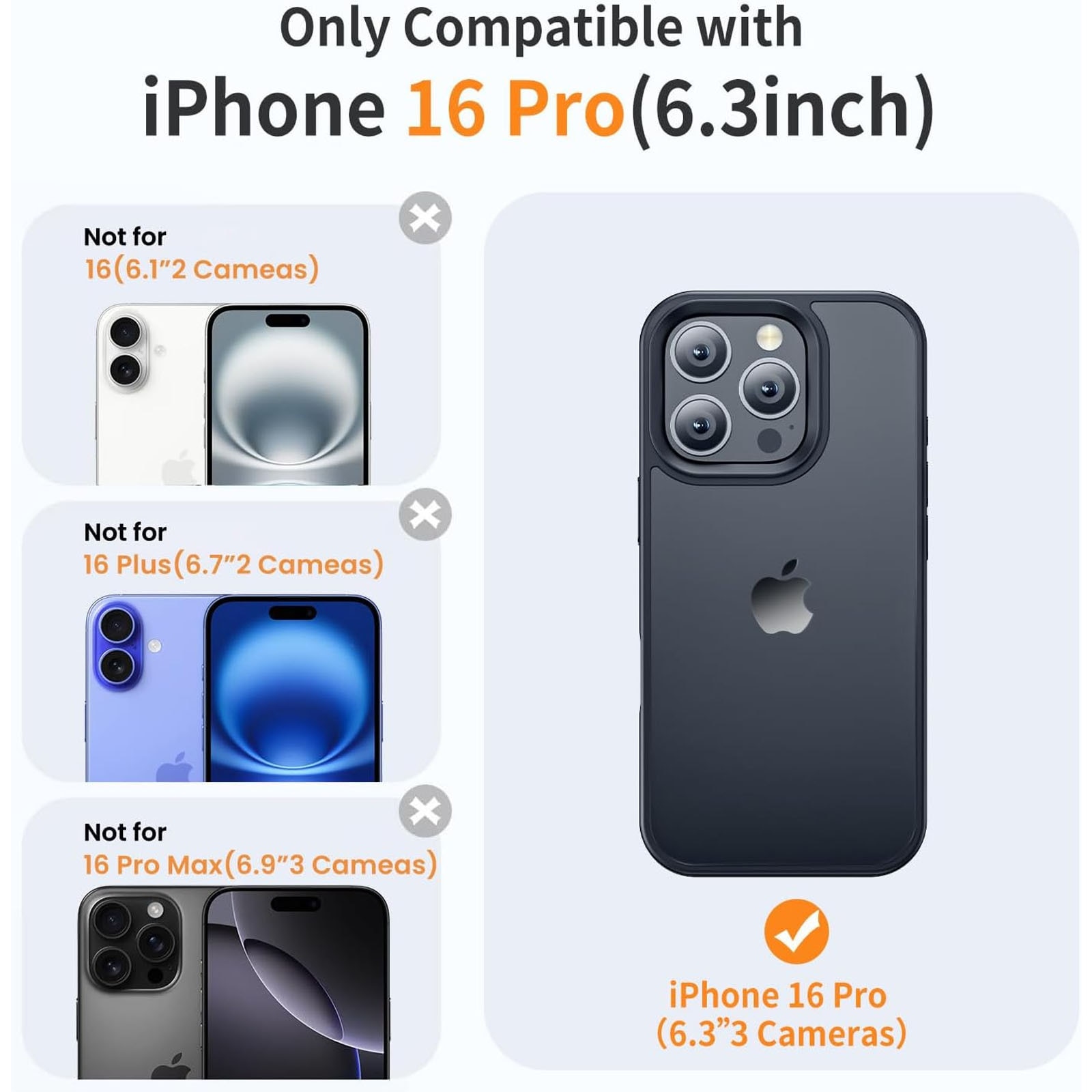 Husa telefon compatibila iPhone 16 Pro, Hggzeg, Husa protectie, Rezistent la cadere, Design ultra slim, Antizgarieturi si rezistent la socuri, Moale, Protectie Camera, Decupaje Precise, Design mata, PC/TPU, Negru