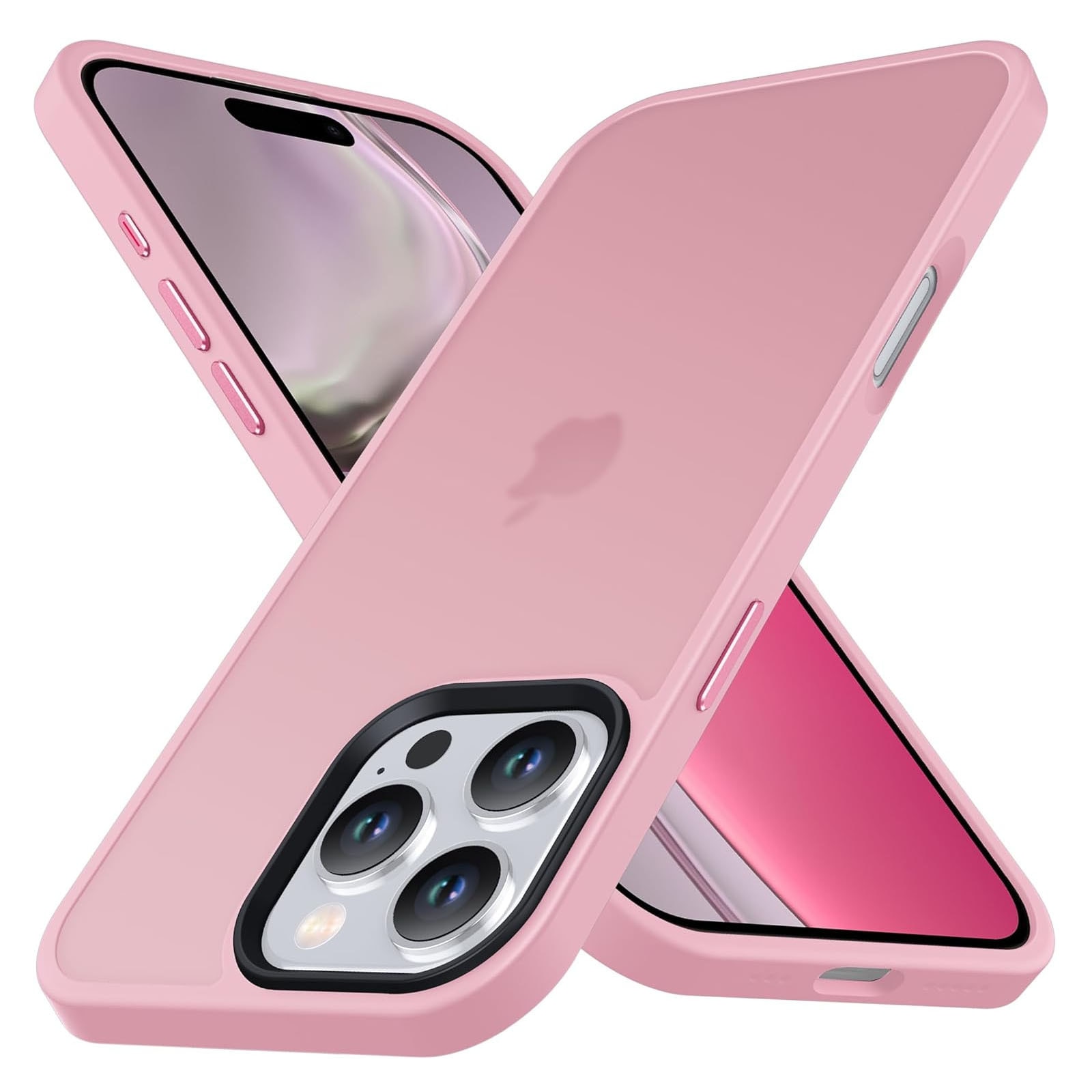Husa telefon compatibila iPhone 16 Pro, Hggzeg, Husa protectie, Rezistent la cadere, Design ultra slim, Antizgarieturi si rezistent la socuri, Moale, Protectie Camera, Decupaje Precise, Design mata, PC/TPU, Roz