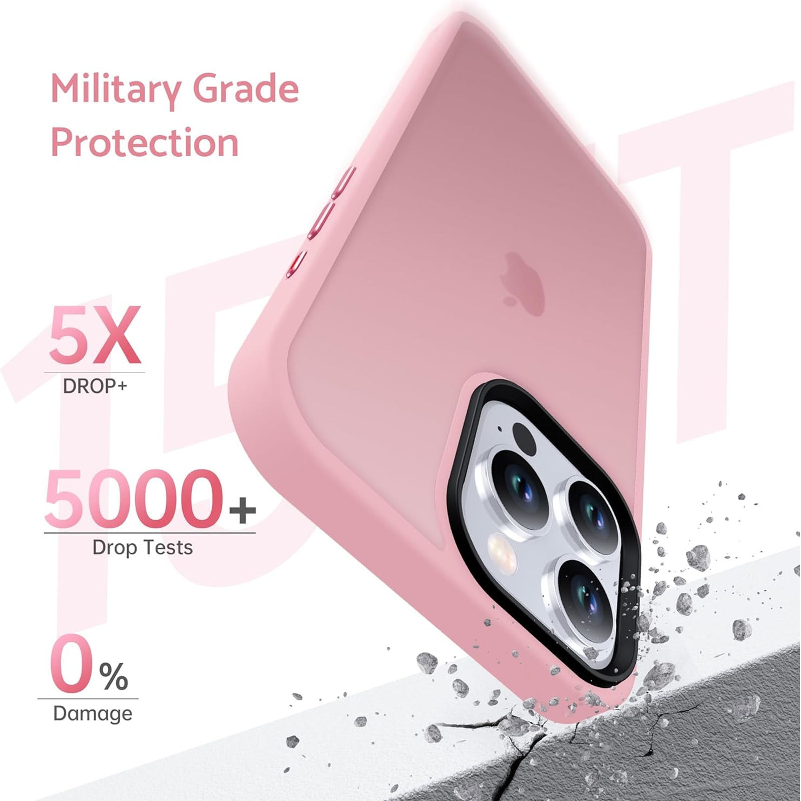 Husa telefon compatibila iPhone 16 Pro, Hggzeg, Husa protectie, Rezistent la cadere, Design ultra slim, Antizgarieturi si rezistent la socuri, Moale, Protectie Camera, Decupaje Precise, Design mata, PC/TPU, Roz