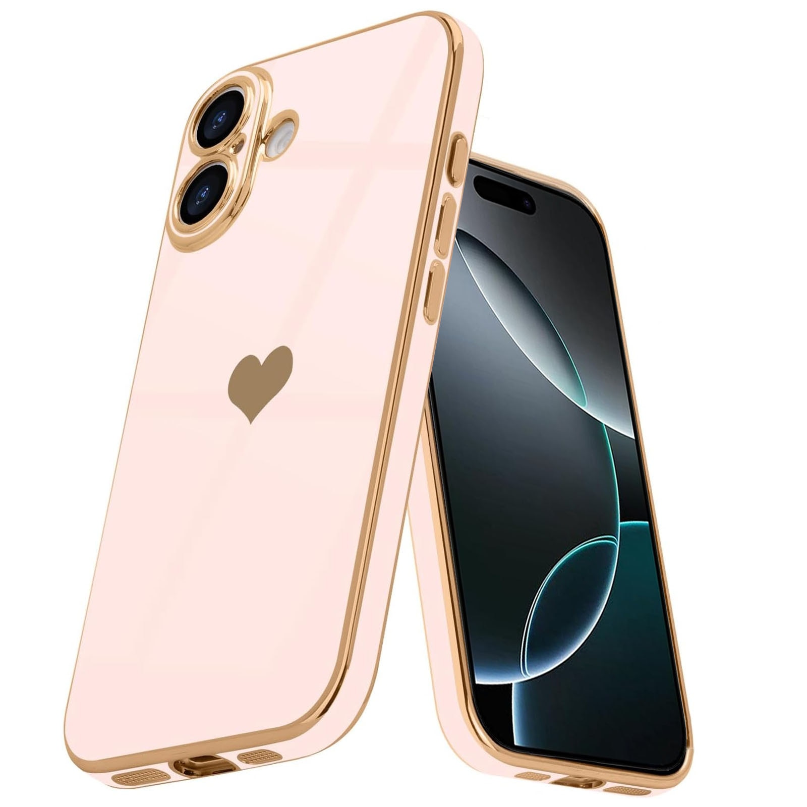 Husa telefon compatibila iPhone 16, Hggzeg, Husa protectie, Antizgarieturi si rezistent la socuri, Margini ridicate pentru protectia ecranului, Protectie Camera, Usor de instalat, TPU, Roz