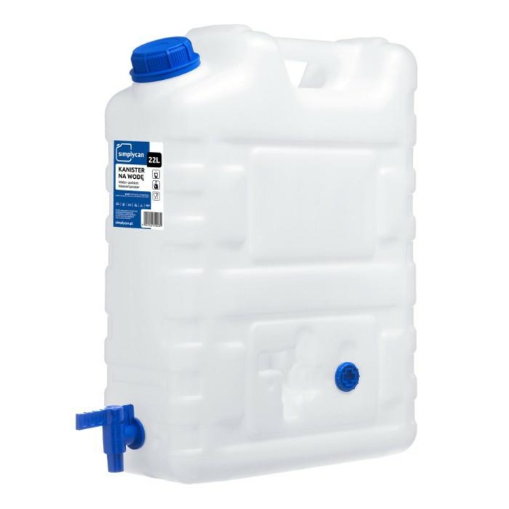 Butoi pentru apă potabilă SIMPLYCAN 22L, cu robinet, incolor, 48x16x38cm