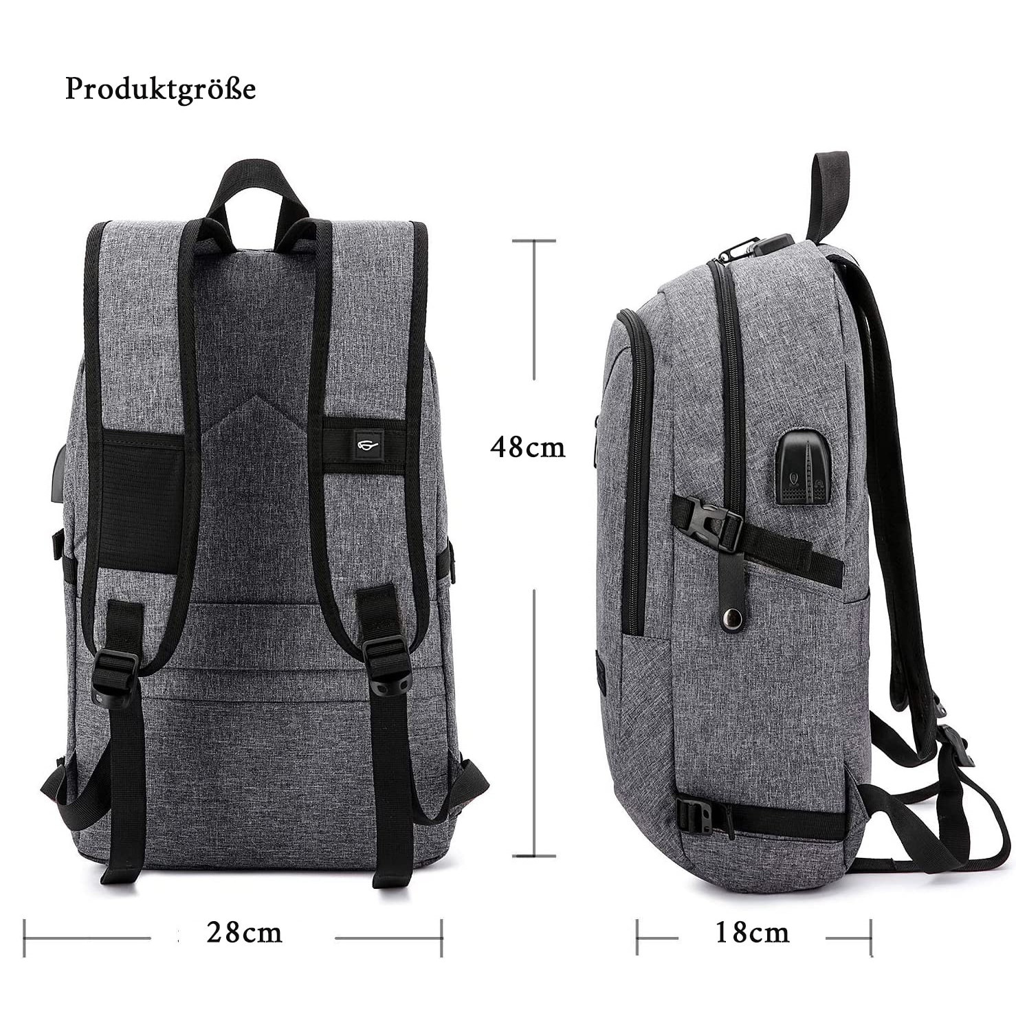 Rucsac Enforose pentru laptop, compartiment captusit 15.6", rezistent la apa, bumbac, abanos