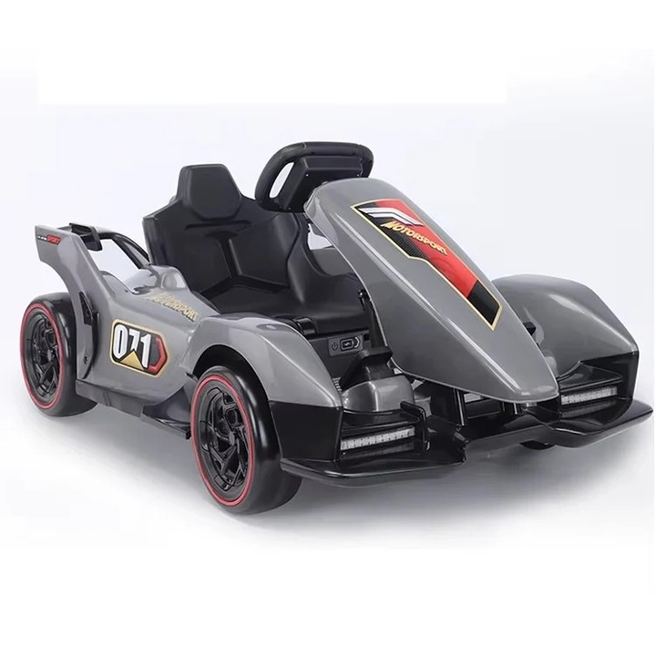 Masina de drift electrica, pentru copii 3 ani+, cu telecomanda, 2x motor 500W, 12 km/h, lumini, 122x71x62 cm, gri