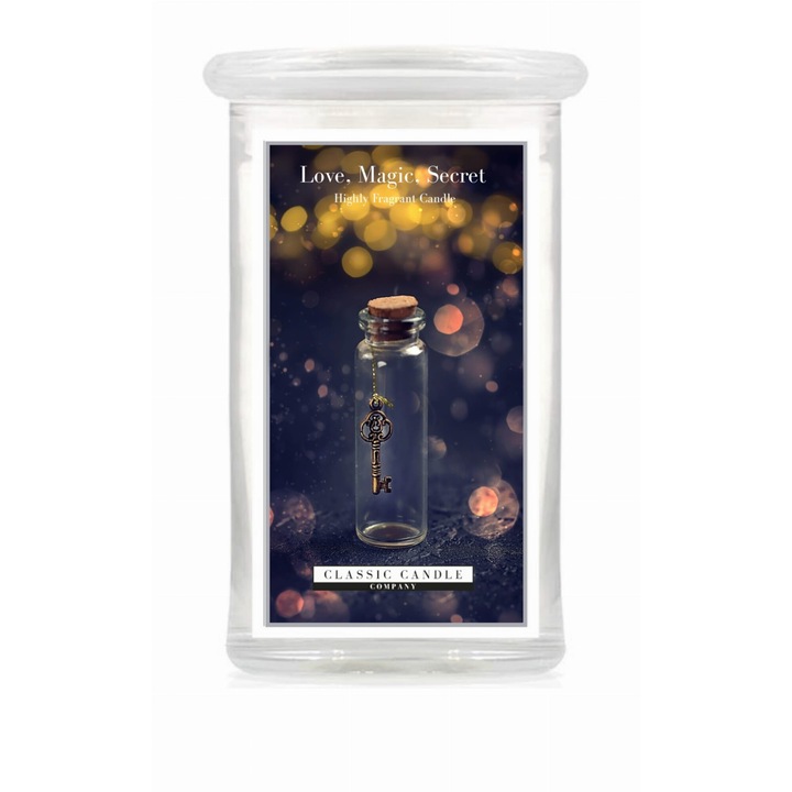 Klasszikus gyertya Love Magic Secret gyertya, zöld illattal, 300g