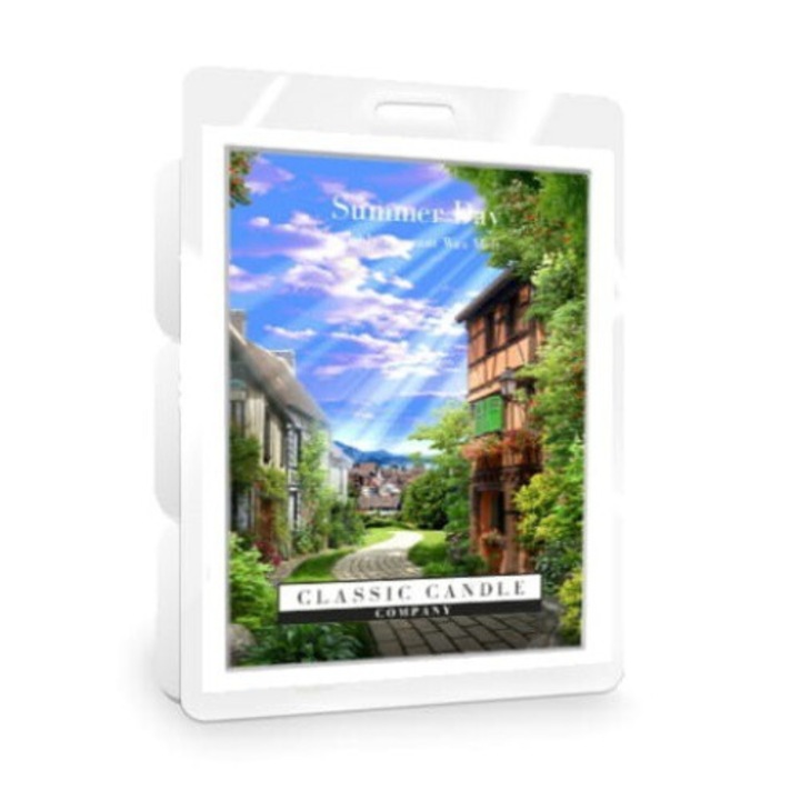 Klasszikus gyertya Summer Days gyertya, virágos és zöld fűjegyekkel