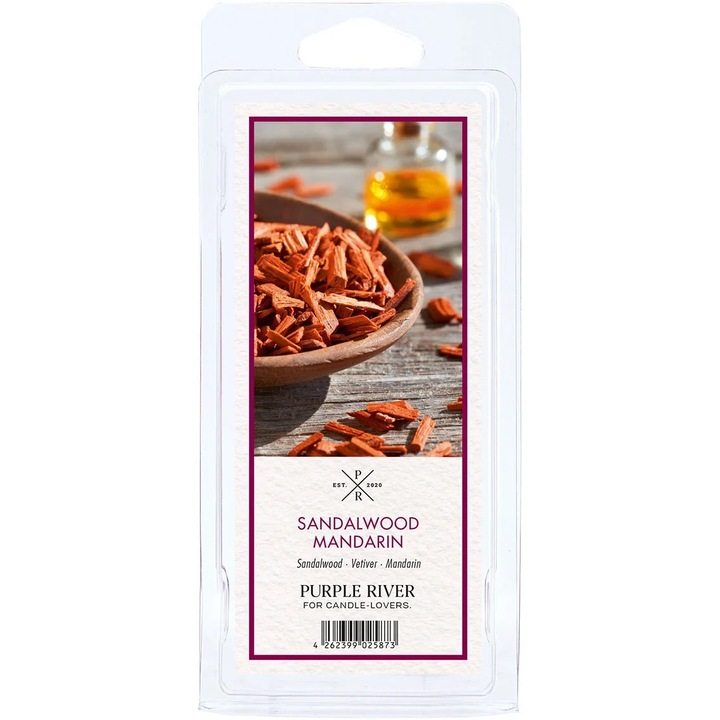 Ароматна свещ Purple River, сандалово дърво и мандарина, 150 г