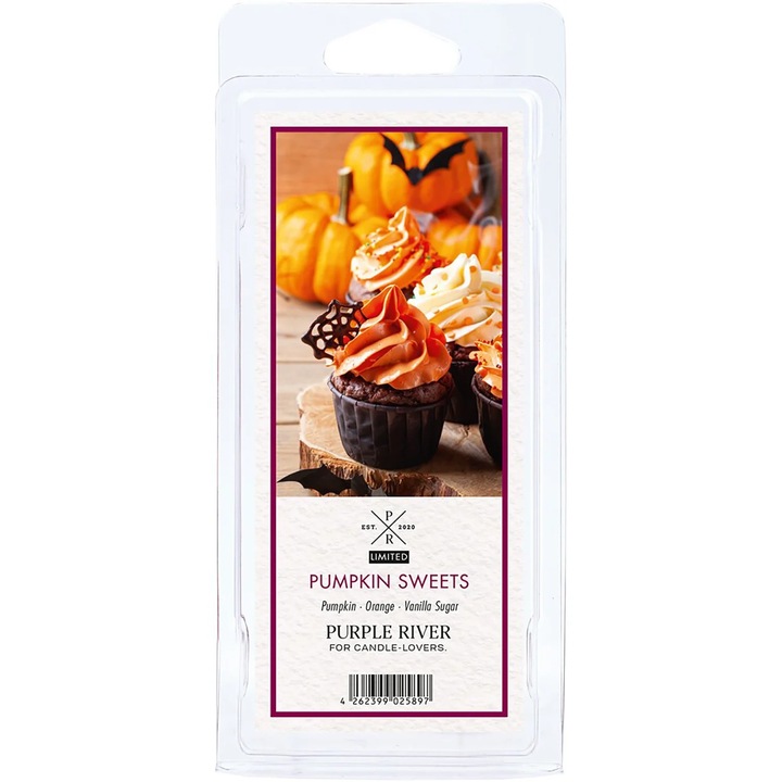 Ароматна свещ Pumpkin Sweets, Purple River, аромат на тиква и подправки, 150 г