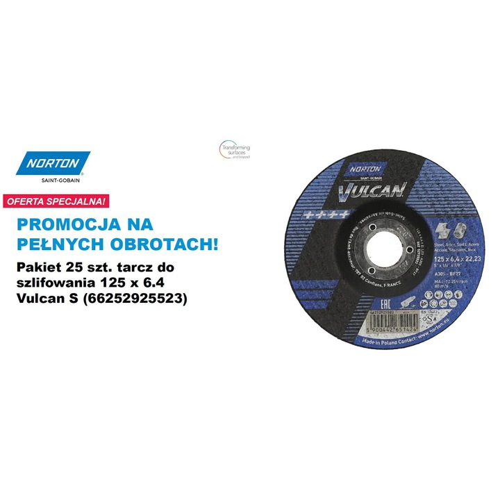 Norton csiszolótárcsa készlet, 25 db, 125x6,4mm, fémhez, 22,23mm
