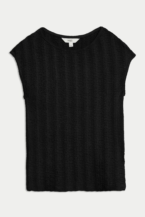 Marks & Spencer, Tricou texturat cu decolteu la baza gatului, Negru