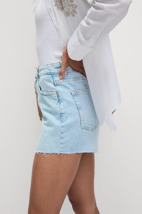 Marks & Spencer, Blugi scurti cu terminatii franjurate, Albastru deschis